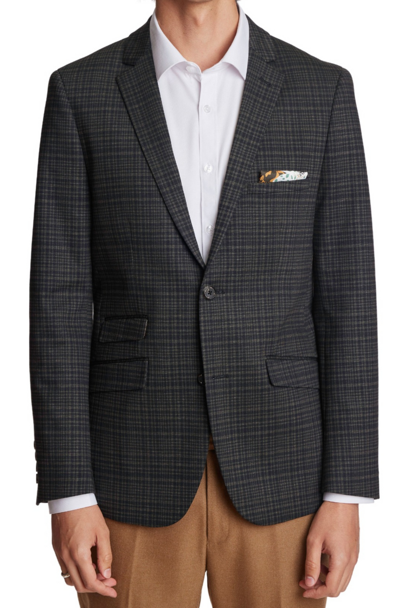 Dover Notch Jacket - slim - Brown Black Small Check