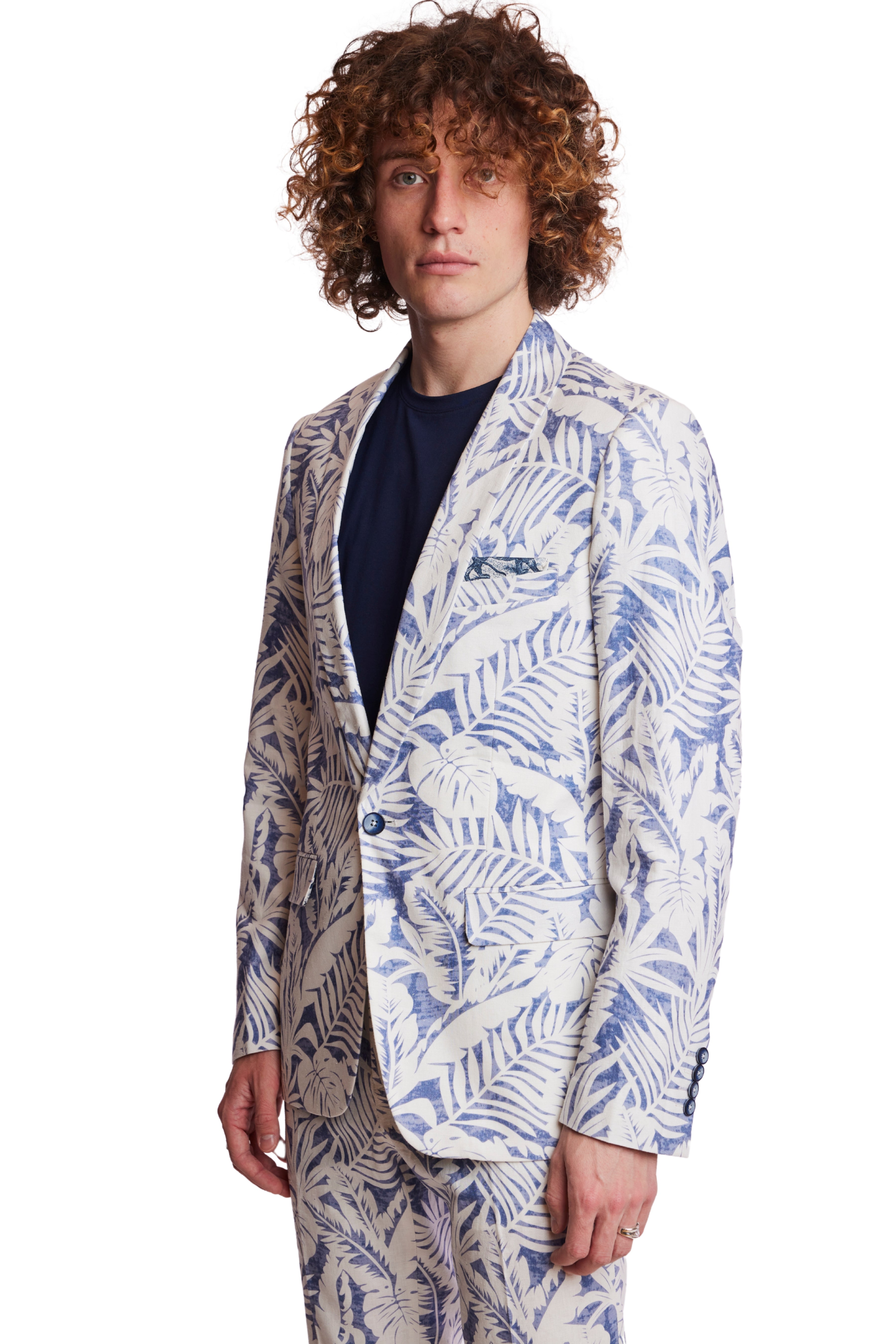 Stanford Shawl Jacket  - slim - Faded Blue Leaf