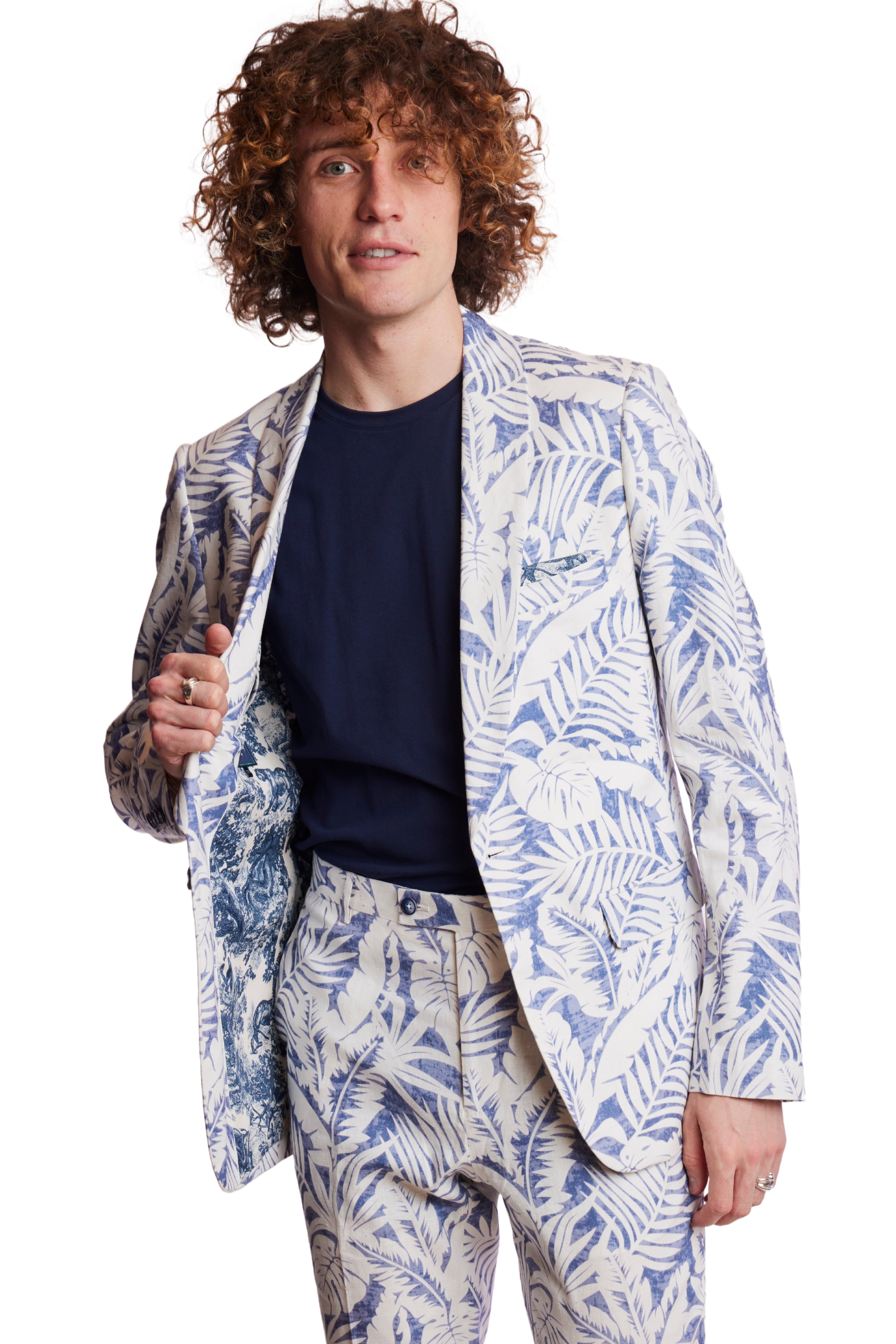 Stanford Shawl Jacket  - slim - Faded Blue Leaf