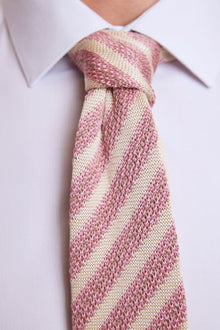  Stanley Striped Knit Tie - Blush Creamy Pink