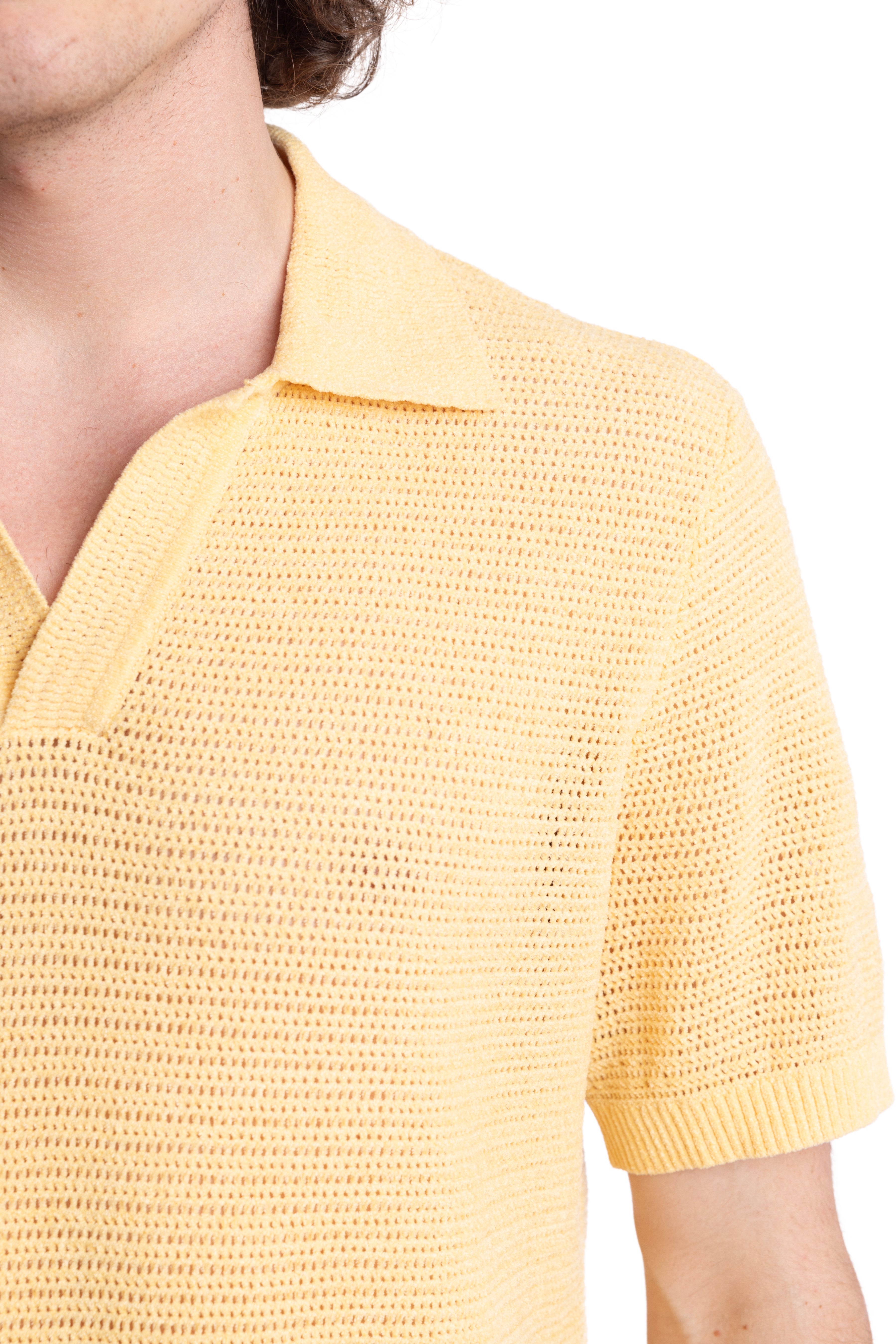 Johnny Collar Polo - Lt Yellow Chenille