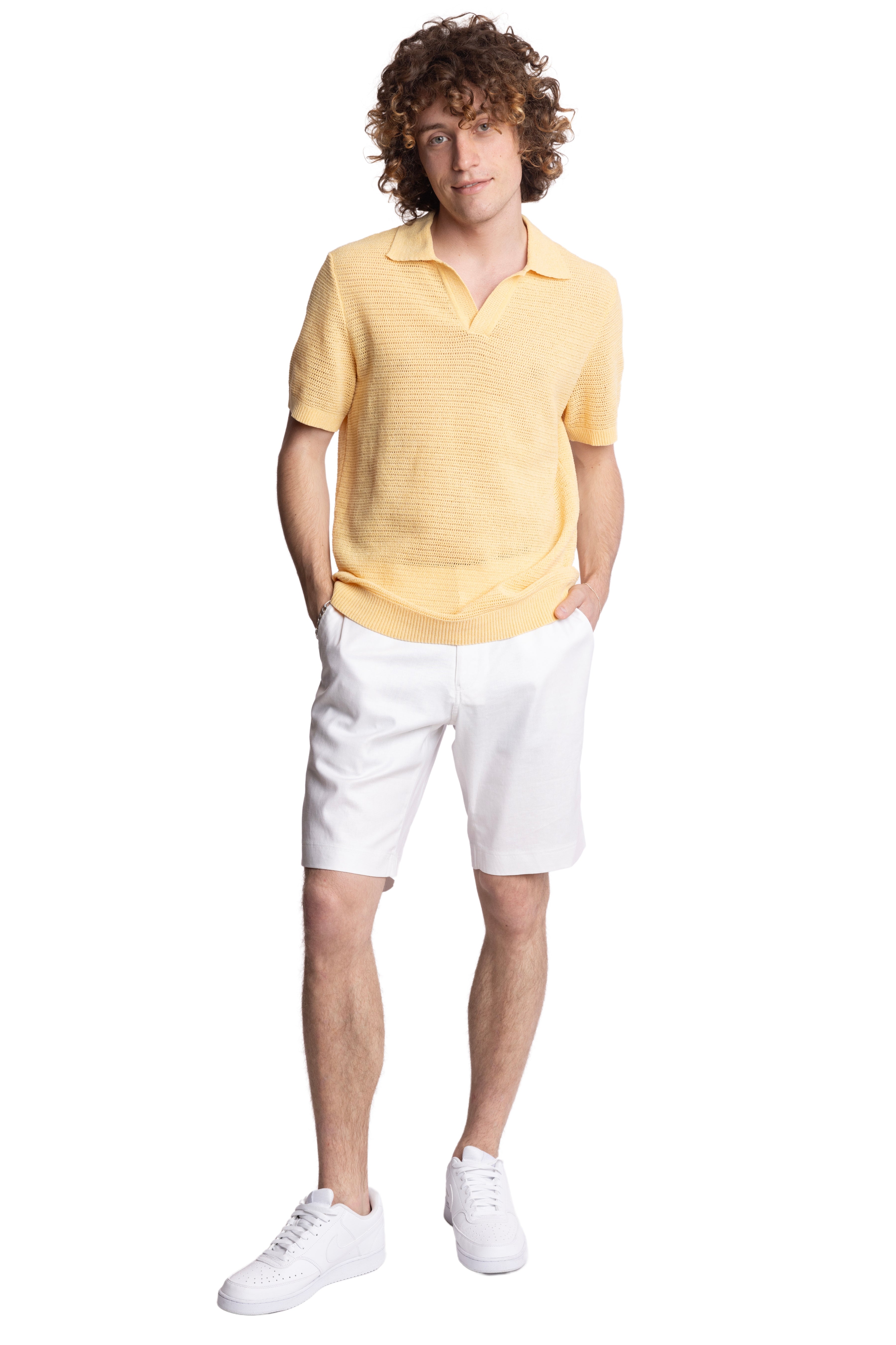 Johnny Collar Polo - Lt Yellow Chenille