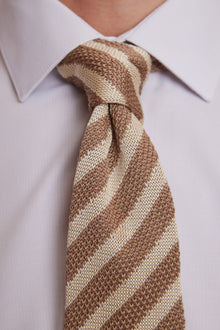  Stanley Striped Knit Tie - Creamy Tan