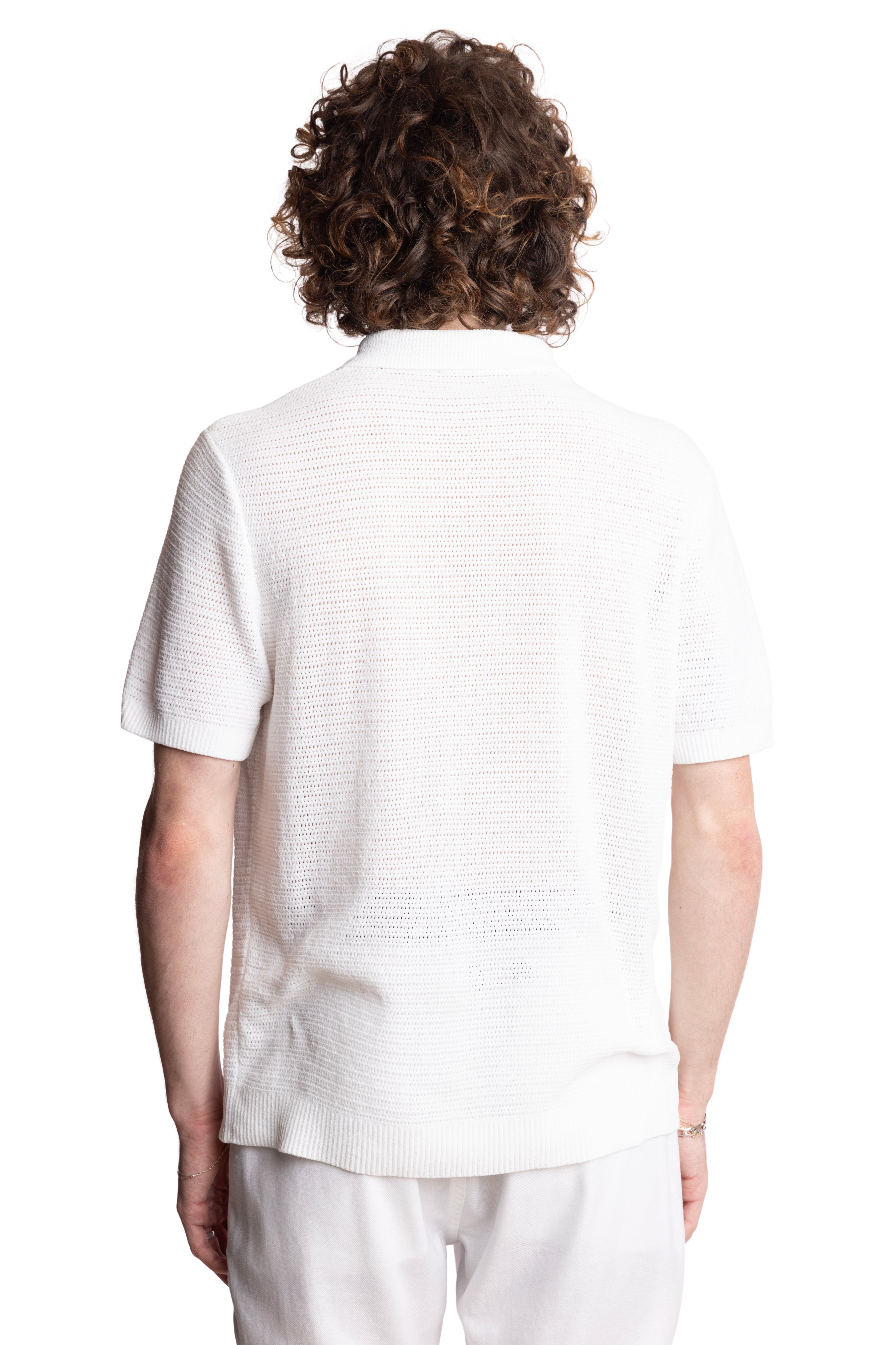 Johnny Collar Polo - White Chenille