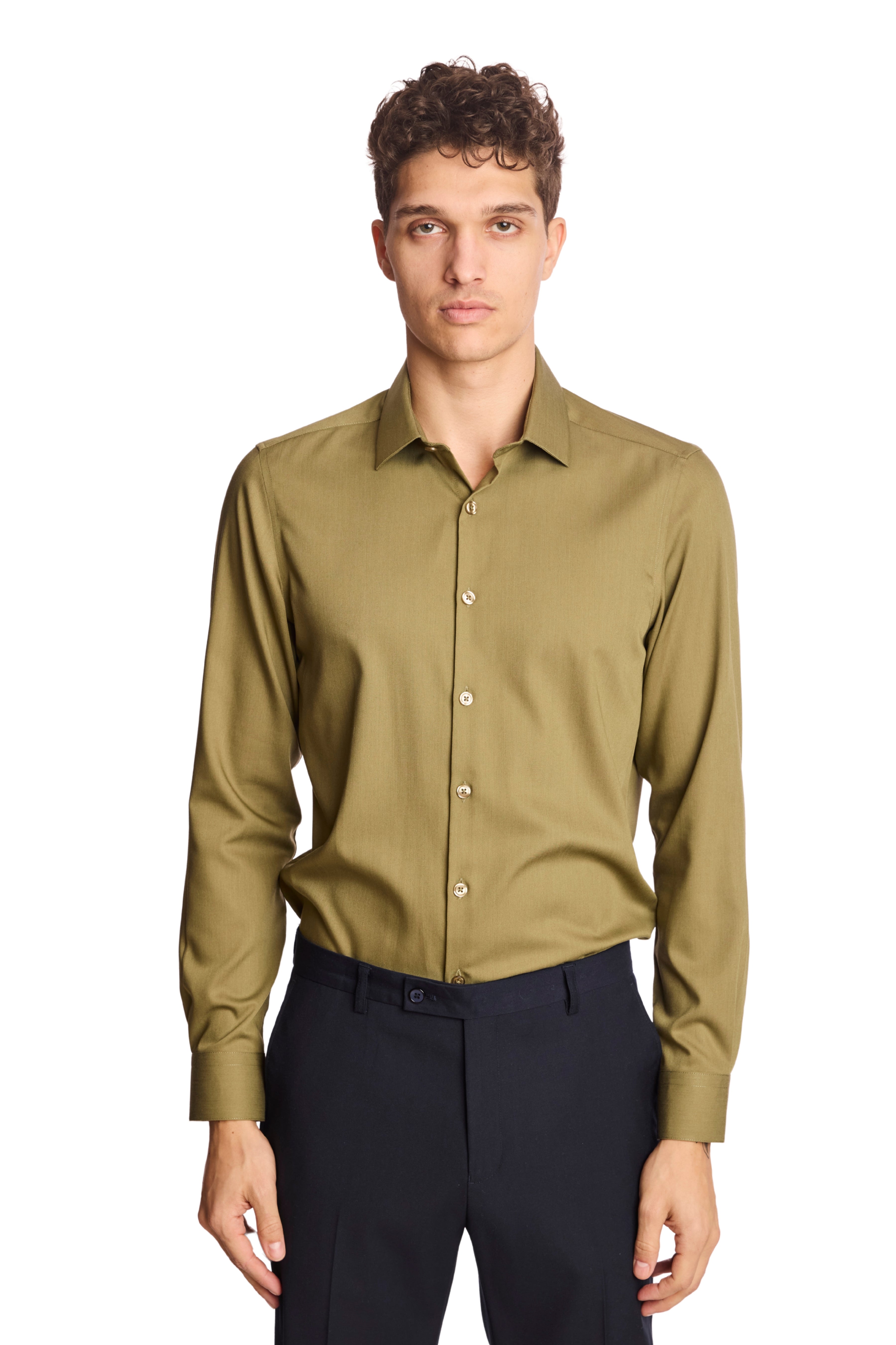 Parker Pointed Collar Shirt - Olive