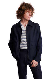  Milo Bomber Jacket - slim - Navy Linen