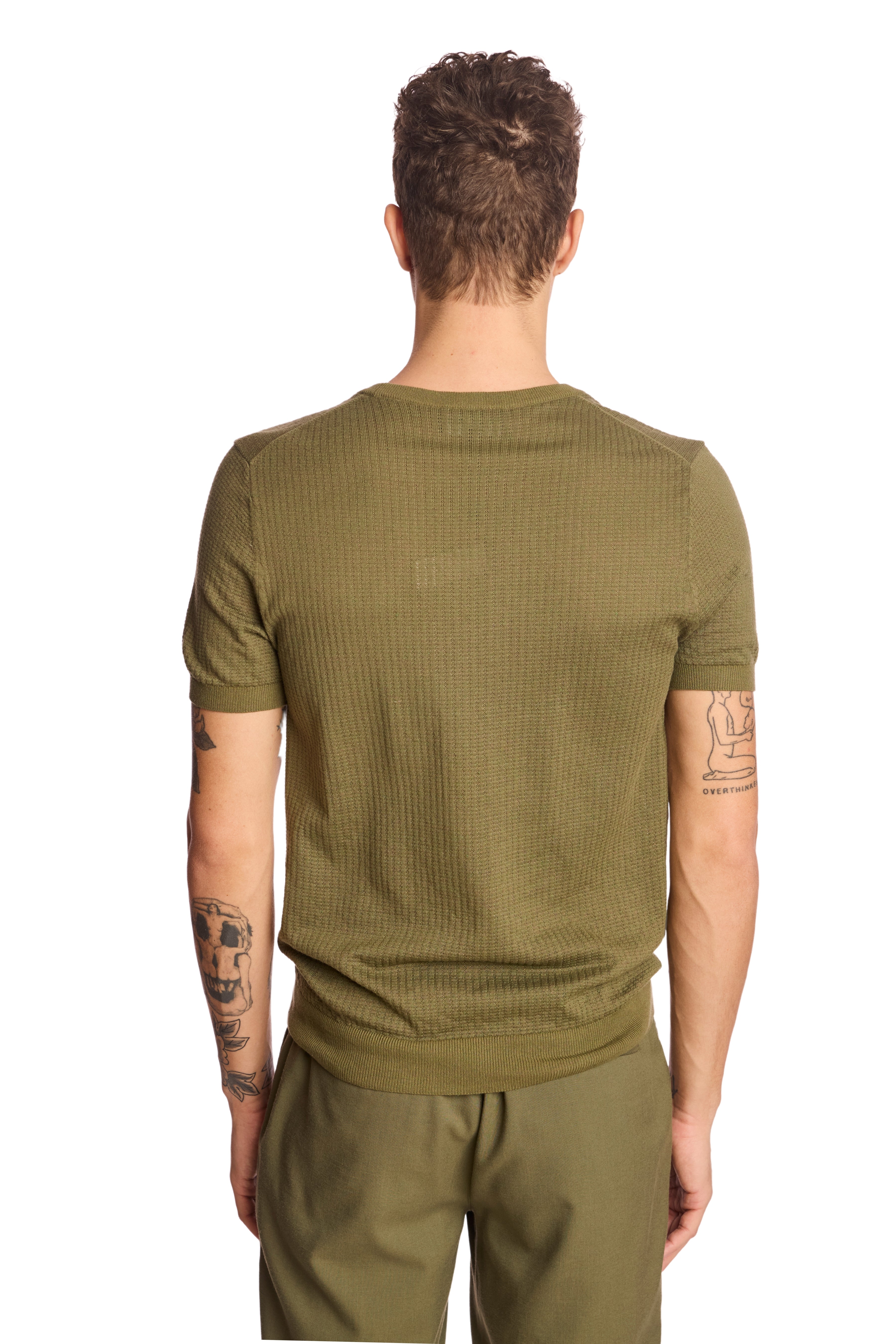 S/S Pointelle Crewneck - Olive