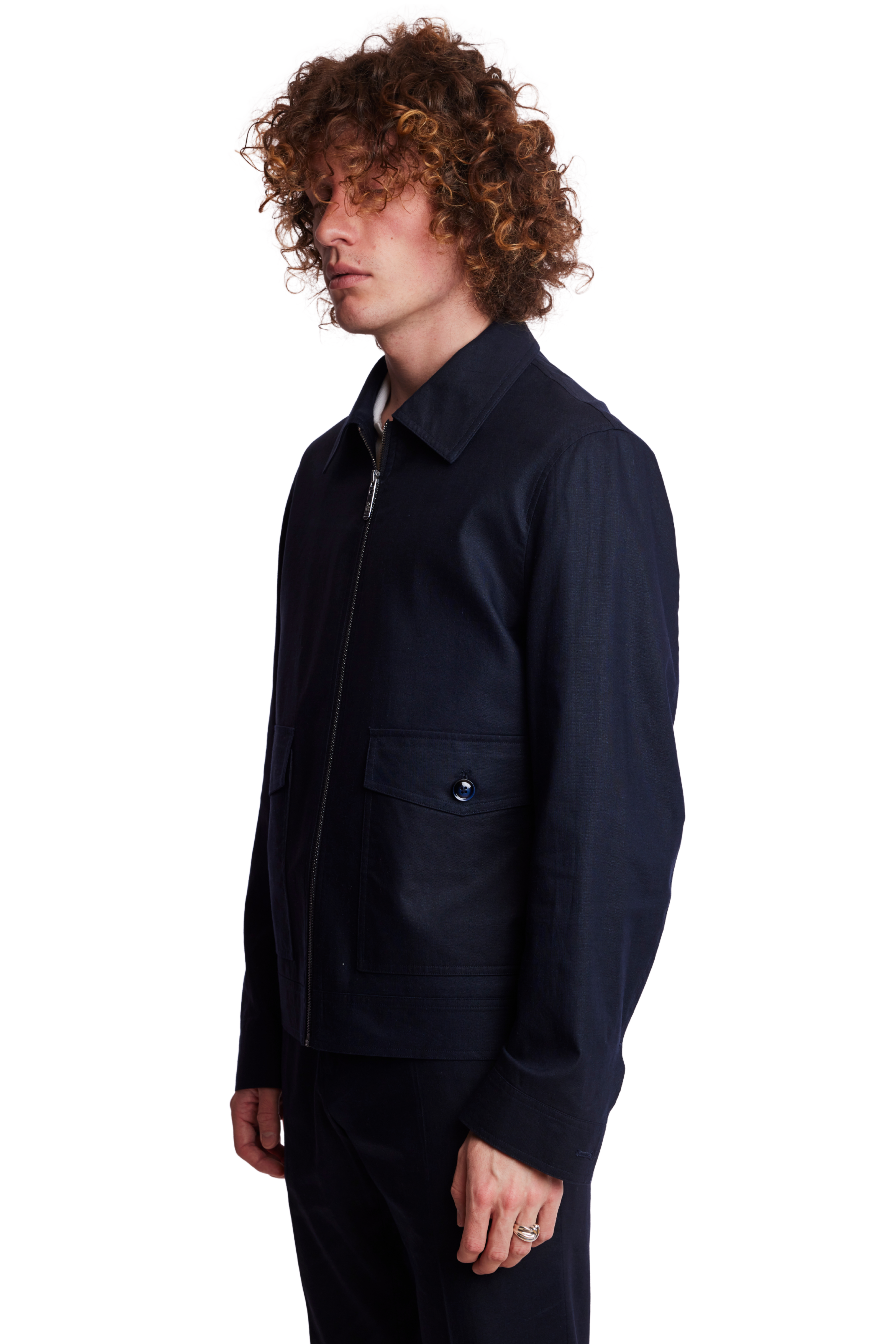 Milo Bomber Jacket - slim - Navy Linen