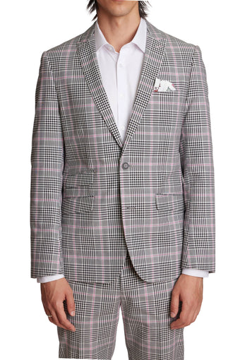 Ashton Peak Jacket - slim - Blk Wht Pink Glen Plaid