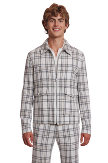  Milo Bomber Jacket - slim - White Black Grey Check