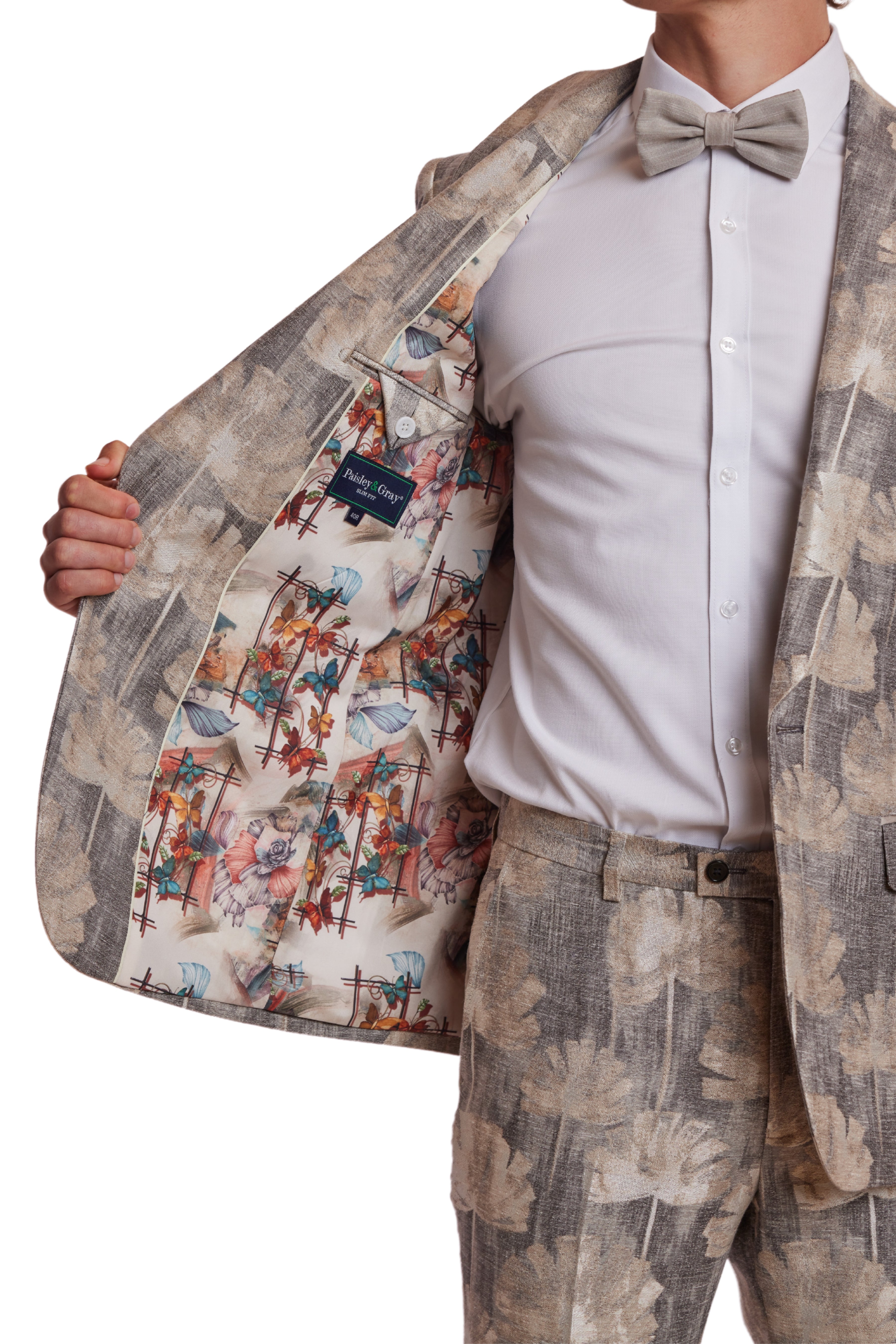 Regent Shawl Tux Jacket - slim - Beige Haze Floral