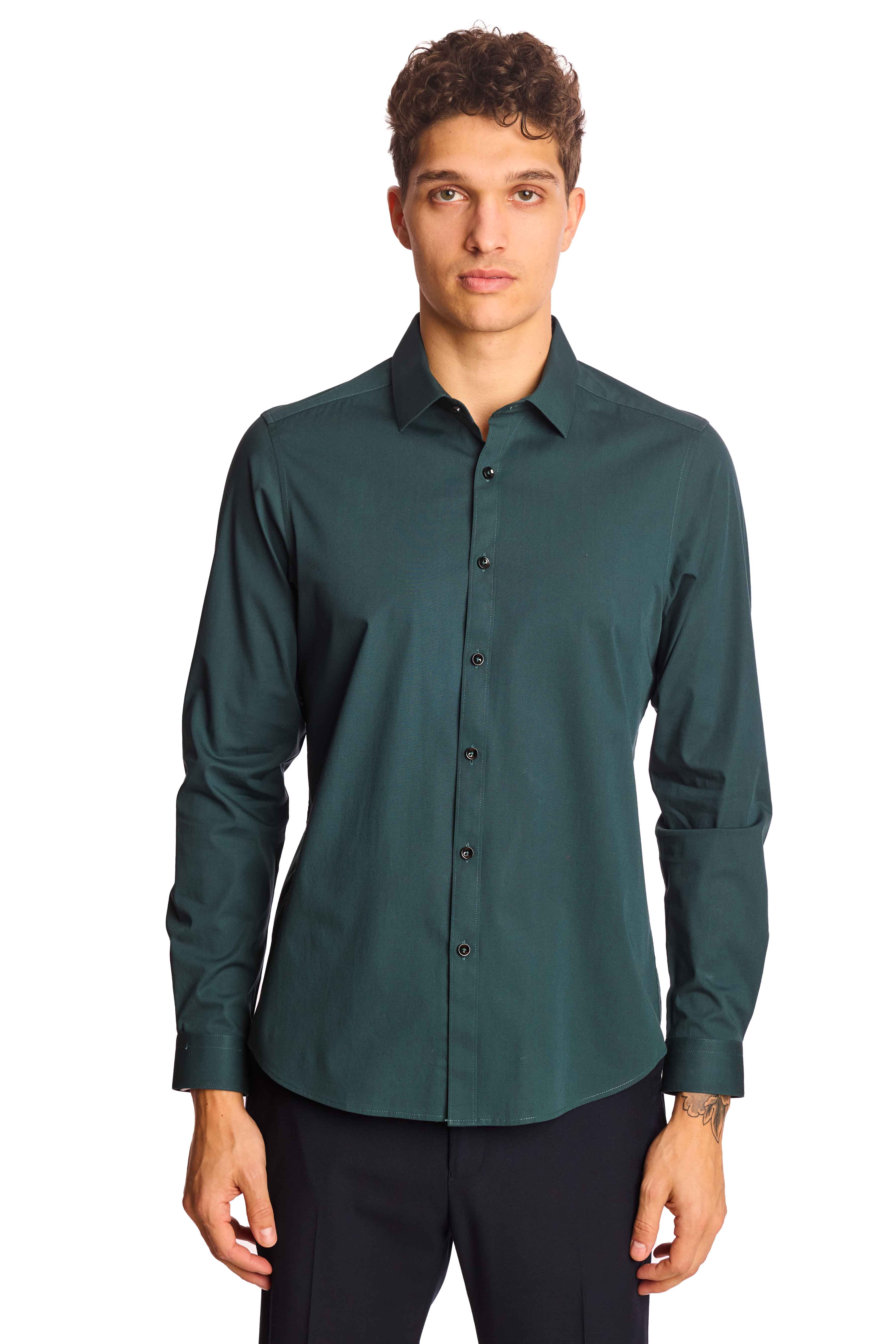 Samuel Spread Collar Shirt - Dark Green