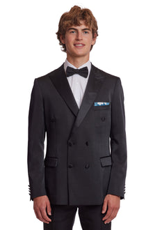  Soho DB Peak Tux Jacket - slim - Black on Black