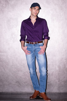  Samuel Spread Collar Shirt - Purple Lotus