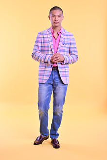  Dover Notch Jacket - slim - Pink Yellow Madras