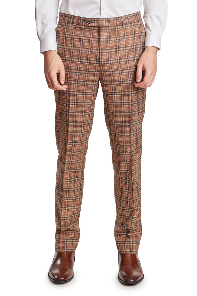 Men Skinny Plaid Printed Checkered Stretch Slim Trousers Casual Dress Pants  - Walmart.com