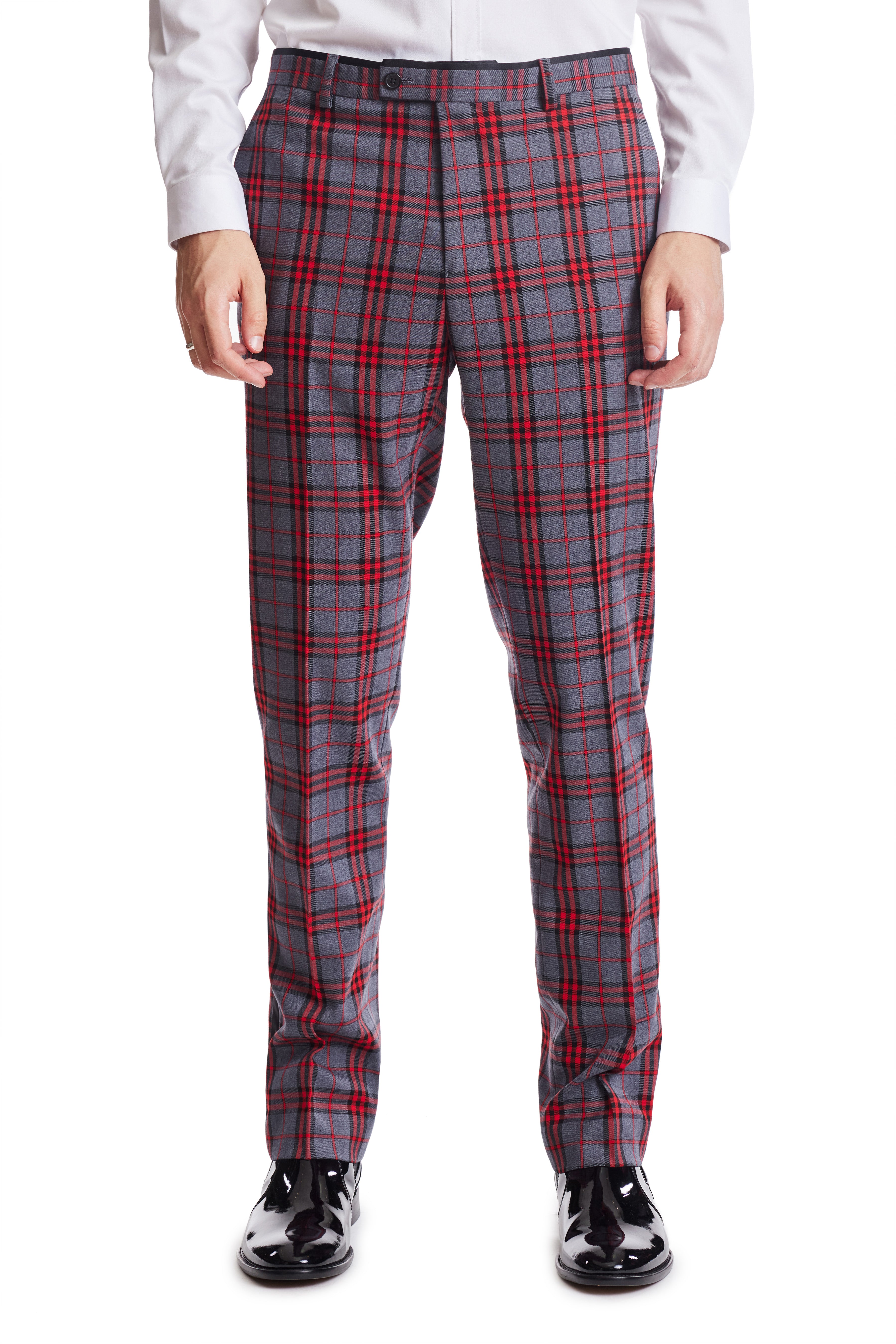Men's Fashion Plaid Pants ( Red and Grey)