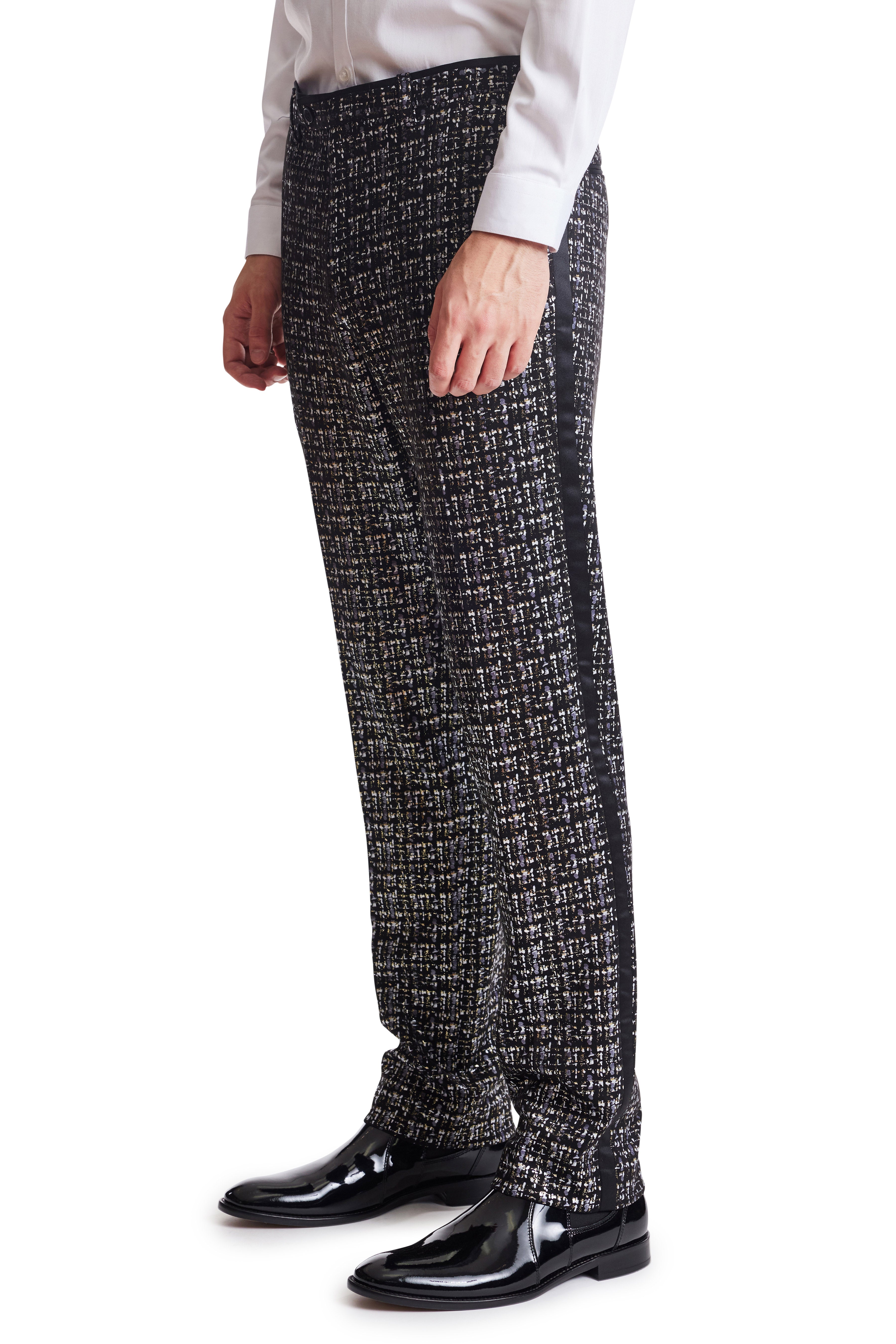 Sloane Tux Pants - slim - Black Silver & Gold – Paisley & Gray