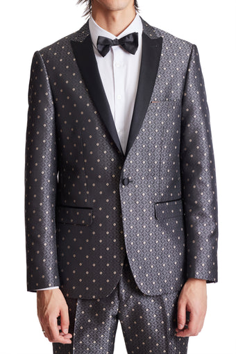 Grosvenor Peak Tux Jacket - slim - Grey Gold Flower