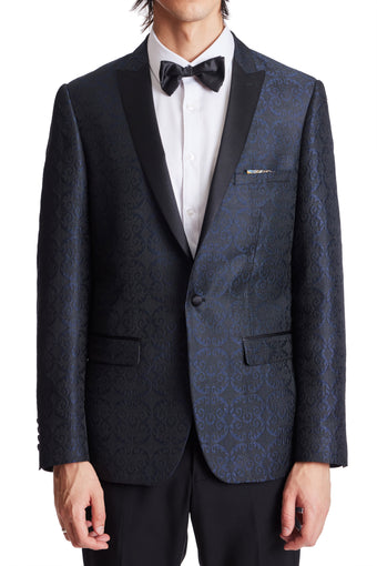 Grosvenor Peak Tux Jacket - slim - Black and Blue