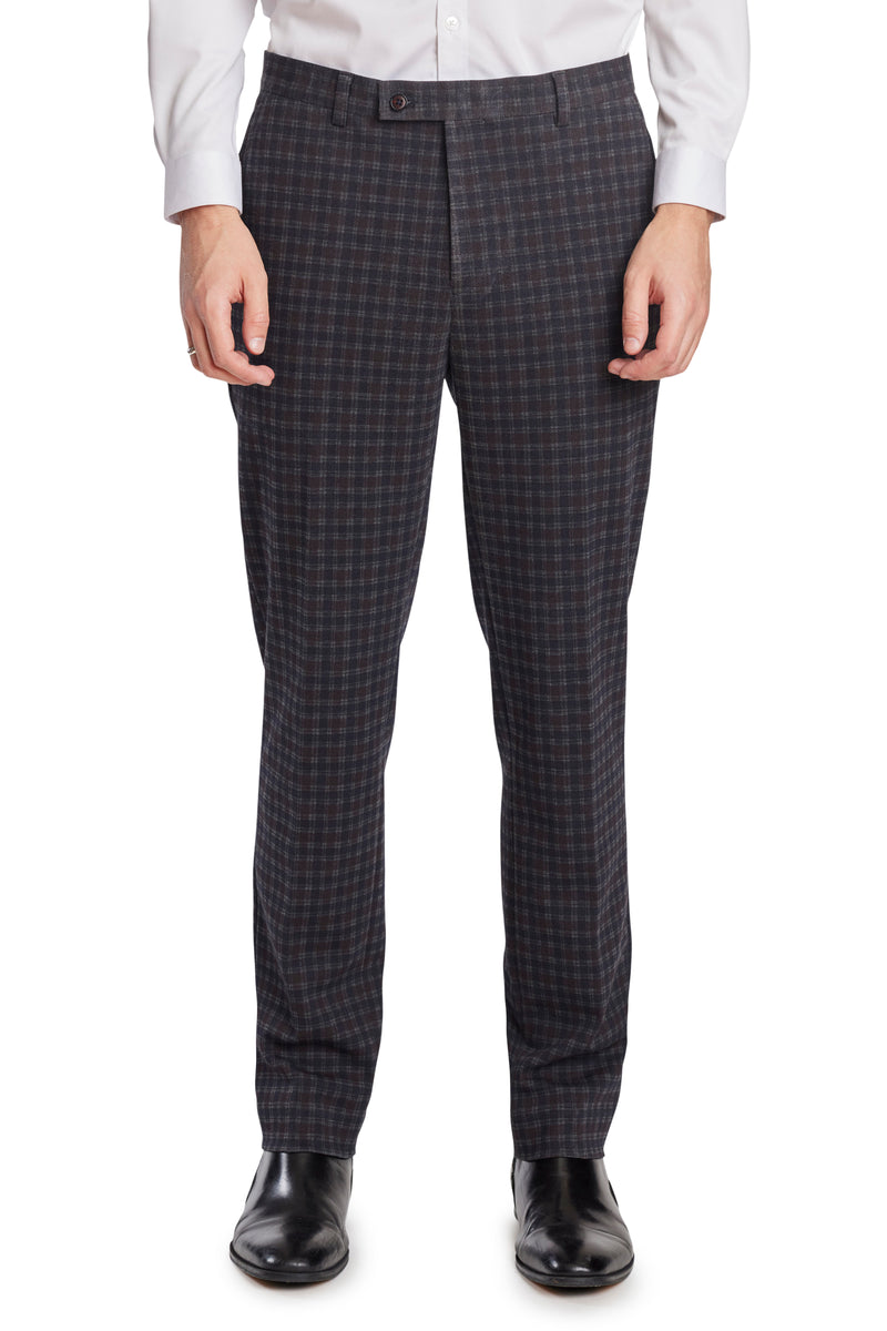 Downing Pants - slim - Wine Navy Little Check – Paisley & Gray