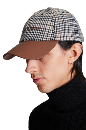 Colin Baseball Cap - Black Tan Houndstooth