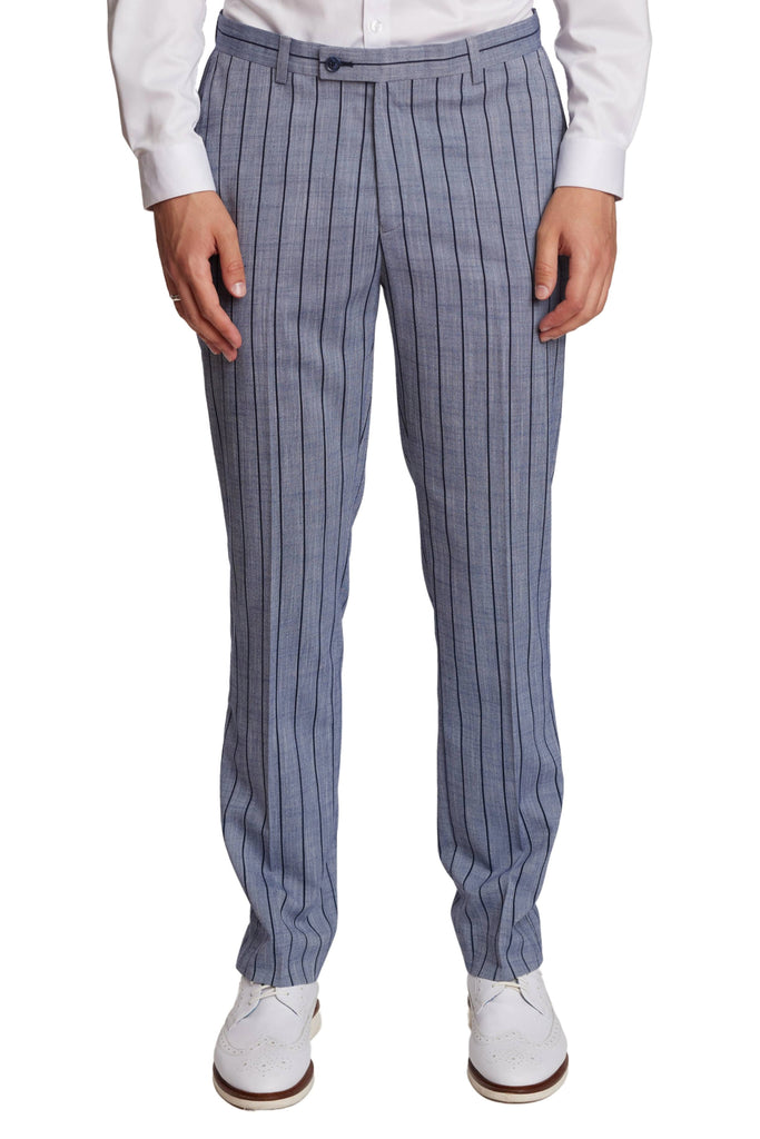 Downing Pants - slim - Blue & Navy Pinstripe – Paisley & Gray