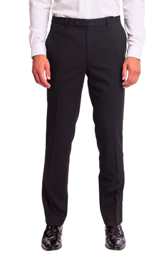 Sloane Tux Pants  - slim - Black Velvet Dots