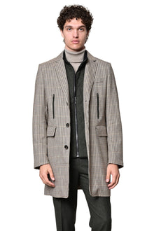  Alexander Coat - Removable Bib - slim - Brown Green Houndstooth