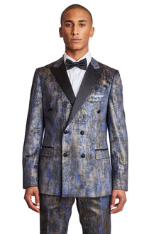  Soho DB Peak Tux Jacket - slim - Blue and Gold