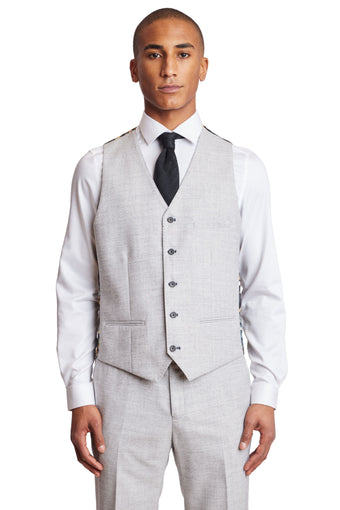 Eaton 5 Button Vest - slim - Lt Winter Grey