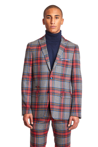 Ashton Peak Jacket - slim - Charcoal Red Royal Tartan