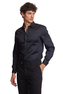  Samuel Spread Collar Shirt - Coal Black