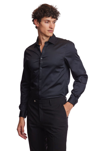 Samuel Spread Collar Shirt - Coal Black