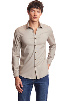  Samuel Spread Collar Shirt - Oatmeal Beige