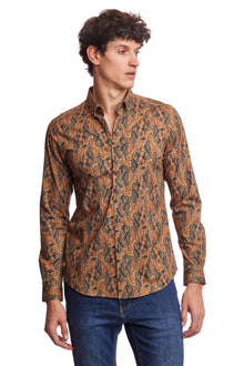  Brian Button Down Shirt - Golden Green Paisley