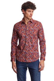  Samuel Spread Collar Shirt - Burgundy Multi