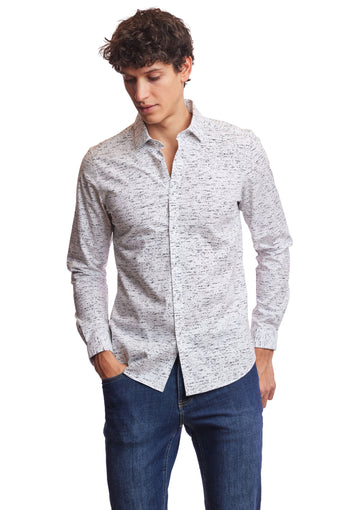 Samuel Spread Collar Shirt - Morse Code