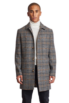  Topper Coat - slim - Black Camel Plaid