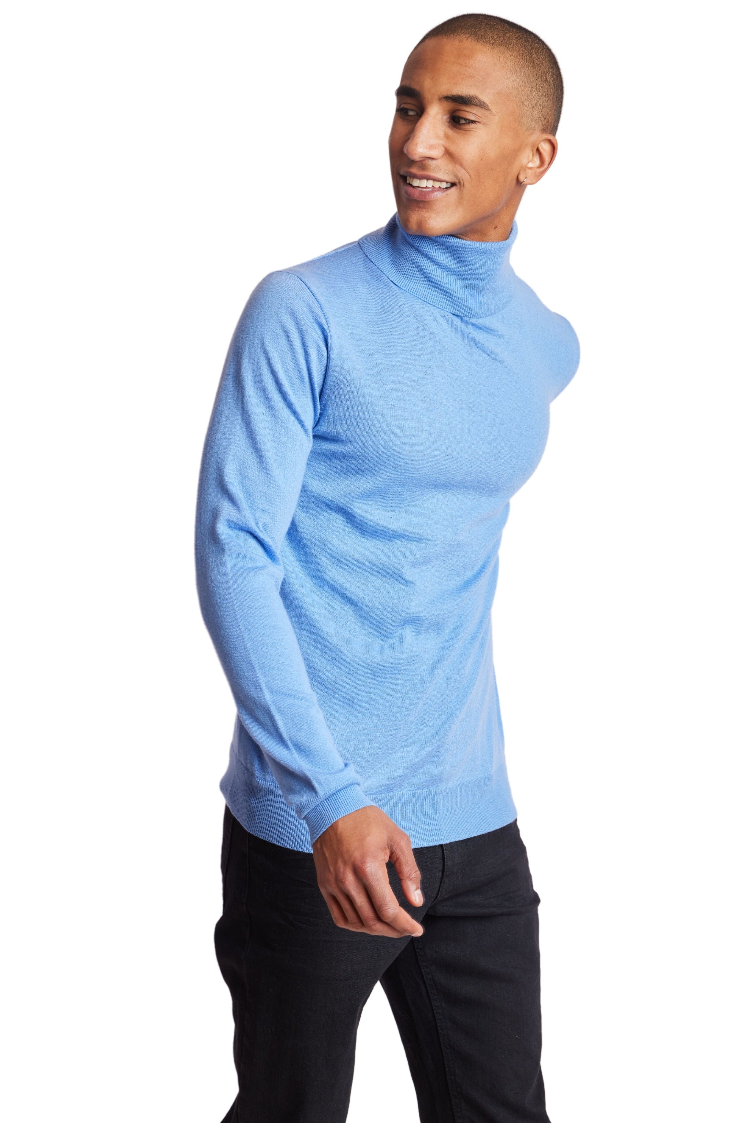 Luxe Fine Gauge Turtleneck - Light Blue