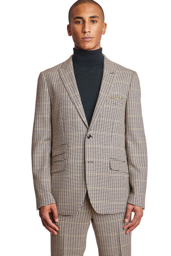 Ashton Peak Jacket - slim - Brown Green Houndstooth