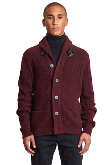  Toggle Cable Cardigan - Oxblood Berry