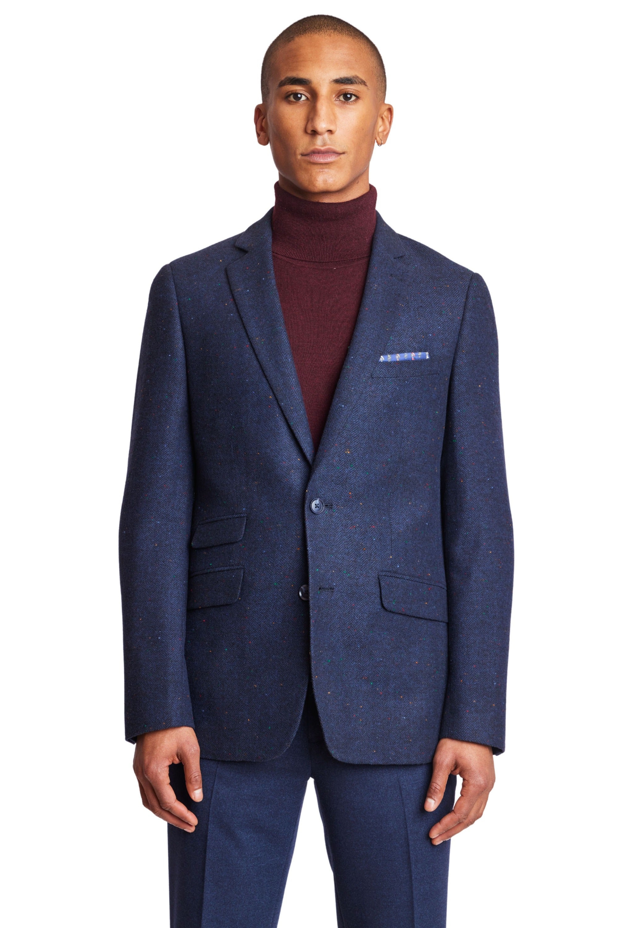 Dover Notch Jacket Slim Navy Fleck Herringbone 36R