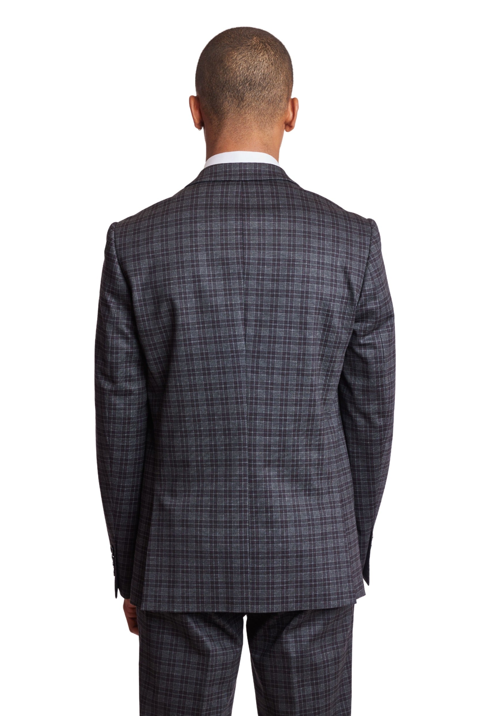 Ashton Peak Jacket - slim - Grey Dark Burgundy Check