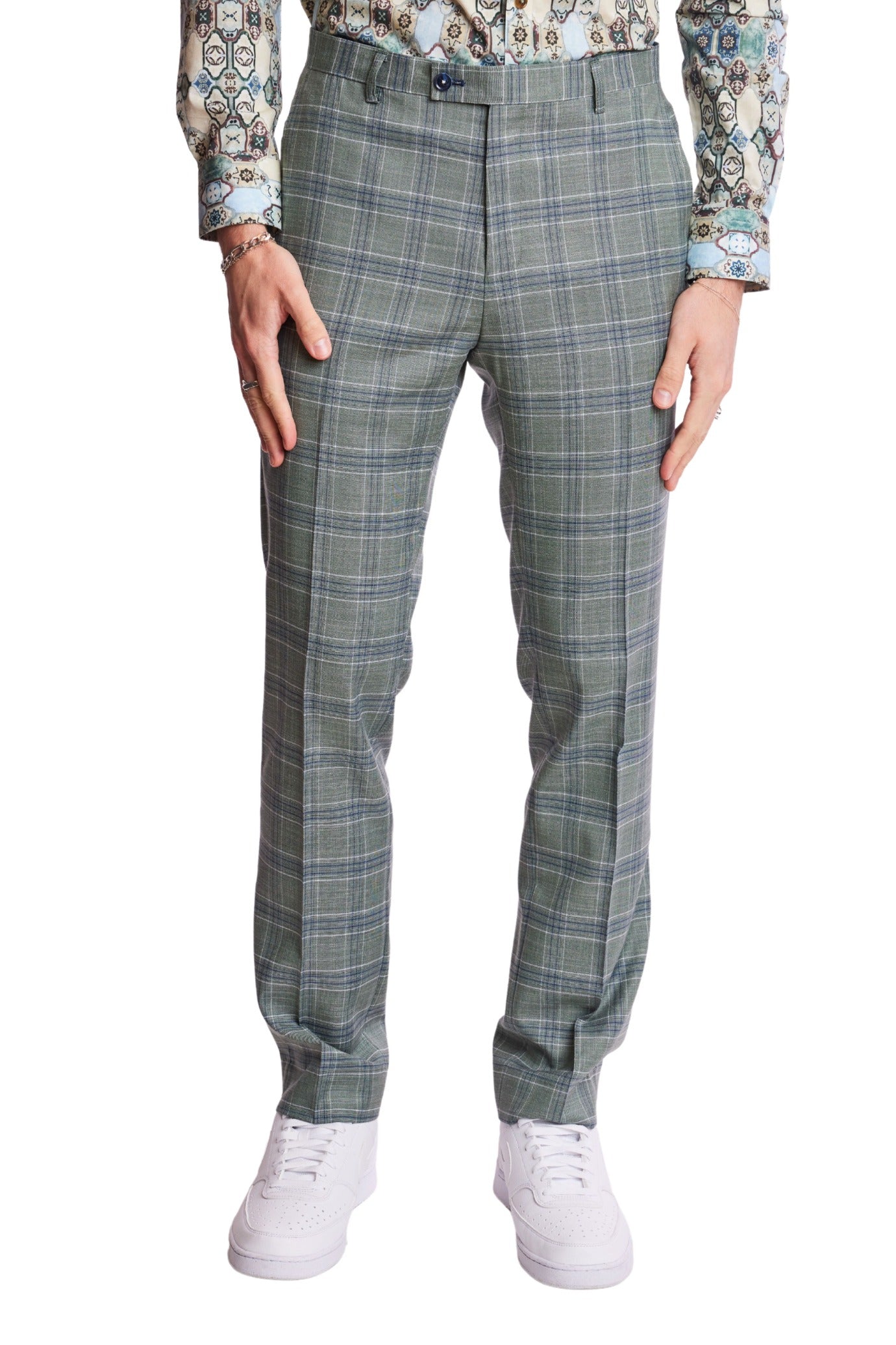 Downing Pants - slim - Green Blue White Check