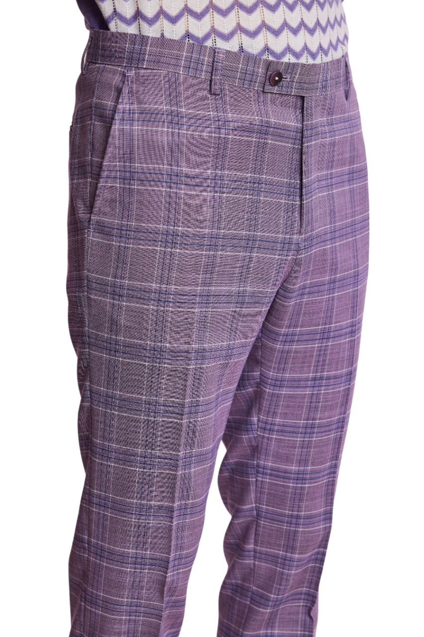 Downing Pants - slim - Lilac White Blue Check