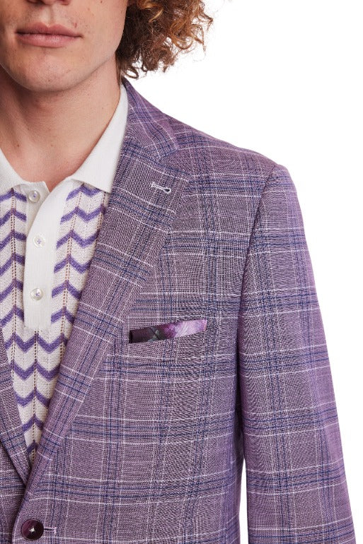 Dover Notch Jacket  - slim - Lilac White Blue Check