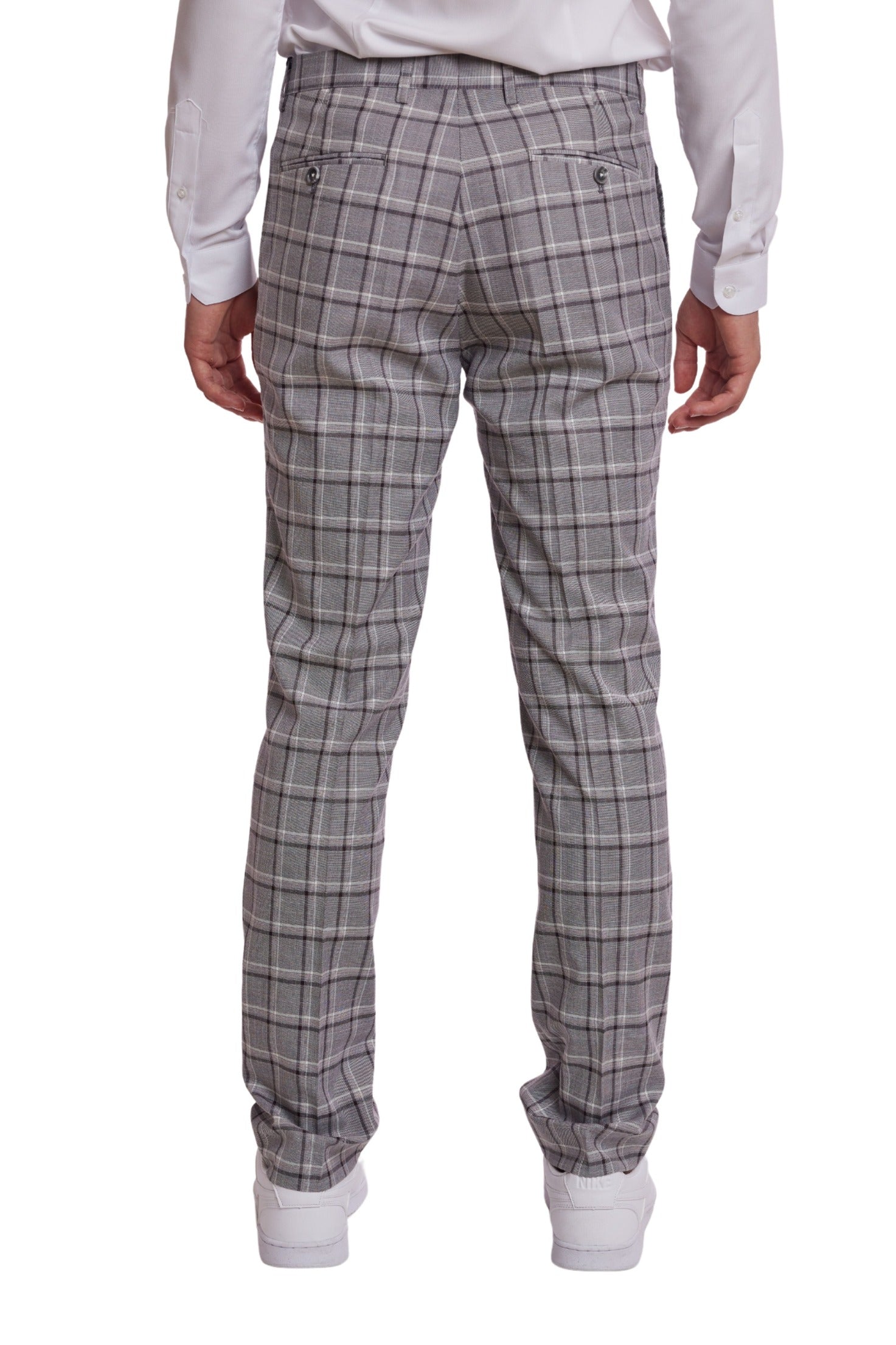 Downing Pants - slim - Grey Wht Peach Check