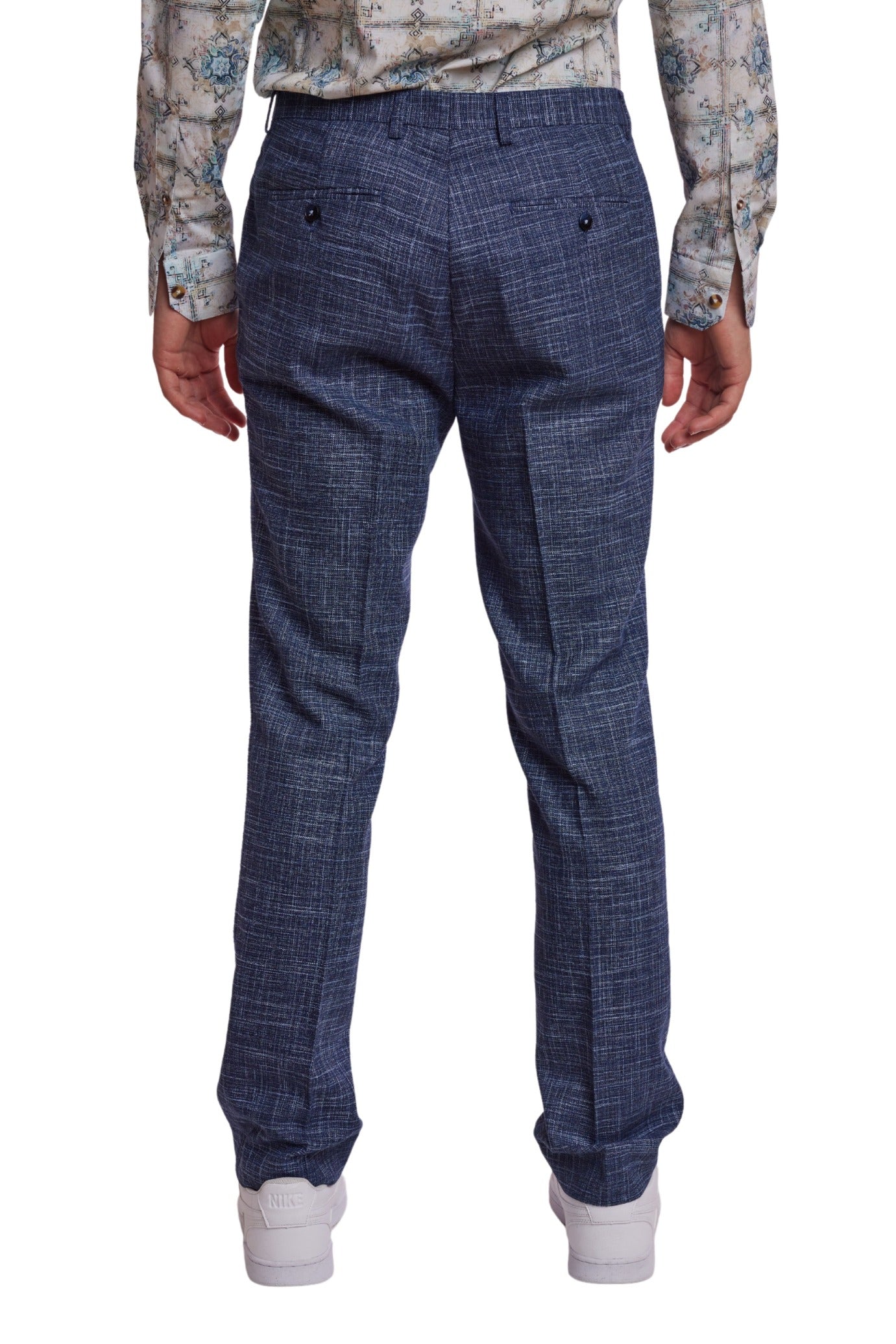 Downing Pants - slim - Navy Lt Blue Texture