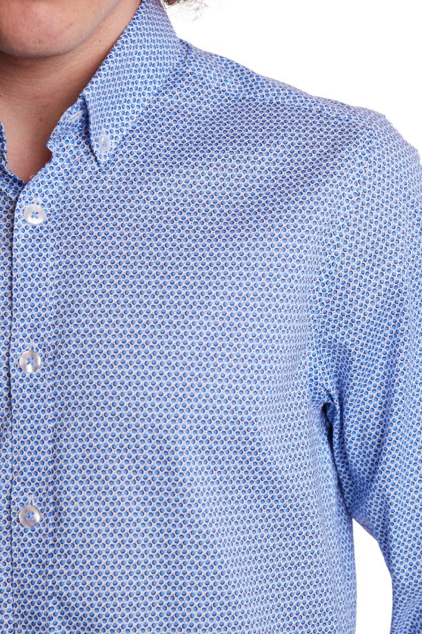 Brian Button Down Shirt - Sky Blue Dots